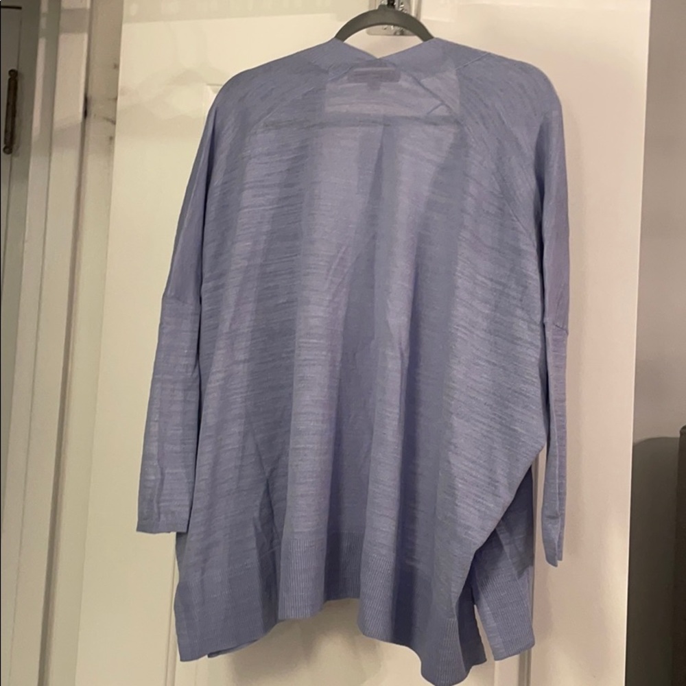 LOFT - Textured Open Poncho Sweater - Picture 8 of 8